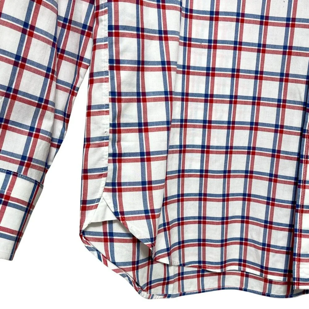 J.Crew Mens Cotton Red & Blue Plaid Button-Down Long‎ Sleeve Shirt M